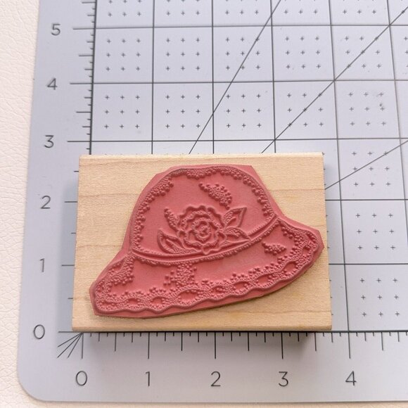 Rose Hat  Rubber Stamp Ann-ticipations Spring Summer Flower Garden Fashion Craft - Picture 5 of 5